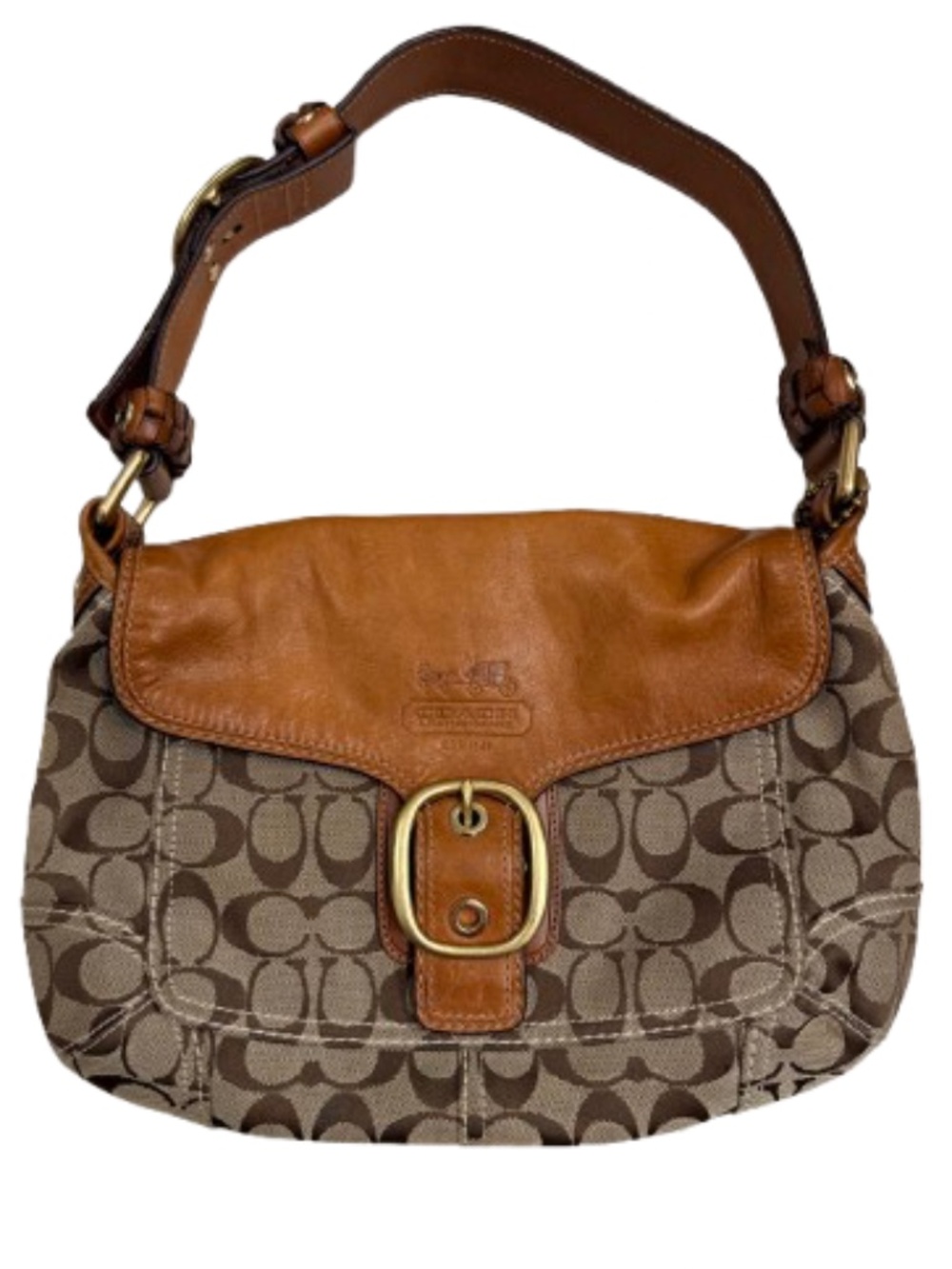 Vintage Coach Legacy Bleeker SOHO Monogram Shoulder Bag British Tan